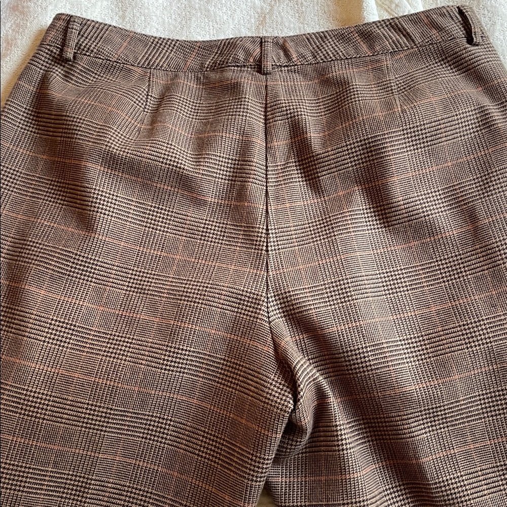 L.L.Bean Classic Fit Glen Plaid Wool Trousers Brown Petite 16 GUC Heritage Look - Picture 7 of 7